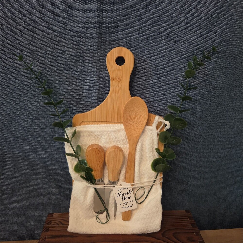 Natural Wood Charcuterie Board 6Pc Farmhouse